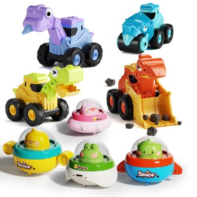 Gift Toy for 1 2 3 Years Old Press and Go Spaceship Toy & Dinosaur Truck Toy for Toddlers