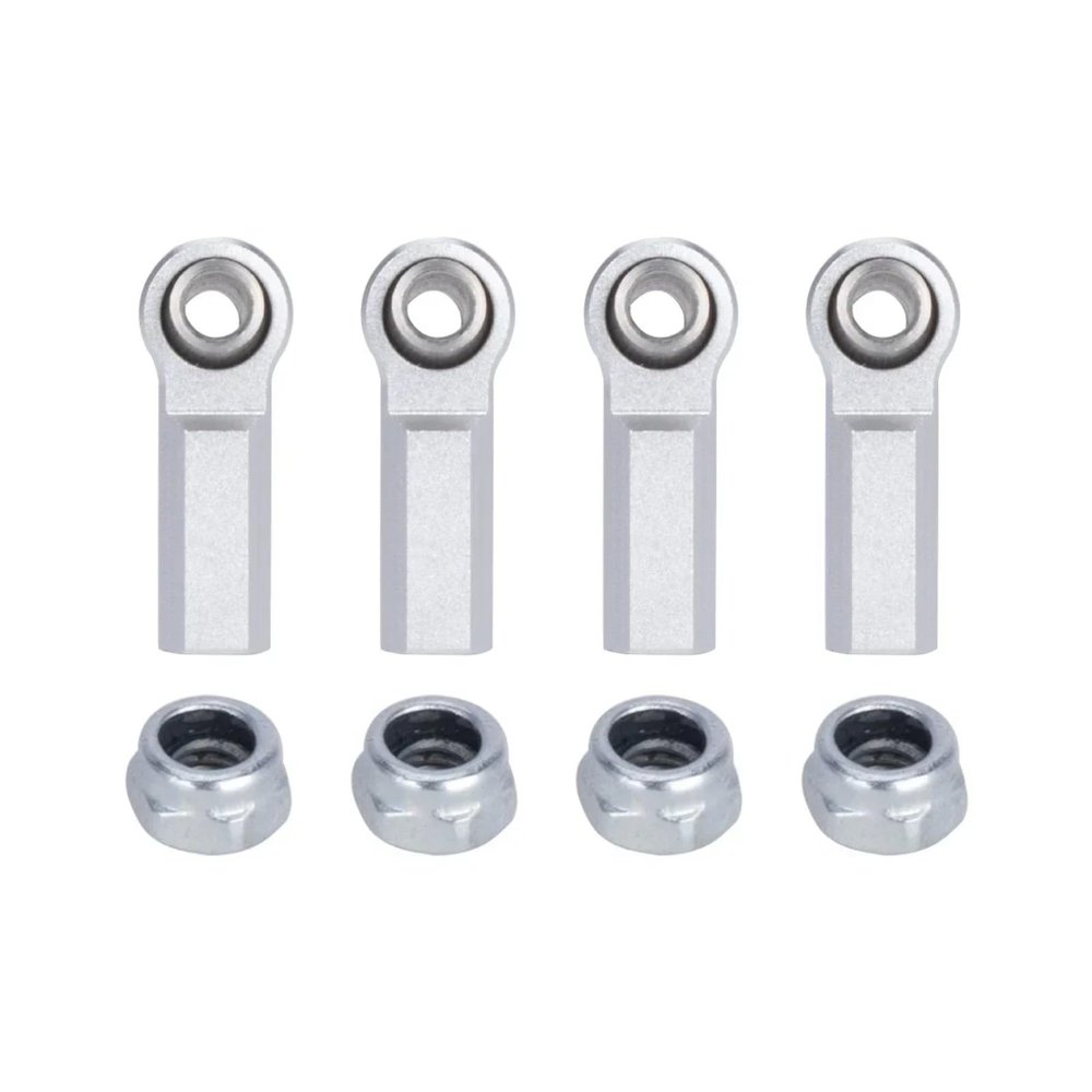 RC Upgrade Parts for Traxxas for Slash 1/10 for Silver M4 Aluminum Alloy Rod Straight Rod Ends/Bend Rod Ends 4Pcs RC Crawler Car 4X4 DIY Parts(Straightm)
