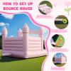 13.8FT White Bounce House Jump Castle for Kids, 100% PVC Indoor Outdoor Inflatable Bounce House, Heavy Duty 750W Air Blower Commercial Bounce House with 2 Balls, Self-Decorated for Party view 4