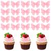20 Pcs Pink Bow Cupcake Decorations, Resin Bowknot Cake Toppers Birthday Engagement Theme Party Decoration for DIY Art Crafts, Wedding, Baby Shower, Party view 1