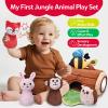 CuteZone Baby Toys 6-12 Months - Soft Plush Jungle Stuffed Animal Sensory Set with Rattle, Squeaker & Mirror, Montessori Cause & Effect Toys, Newborn Gift for Baby Boys and Girls view 2