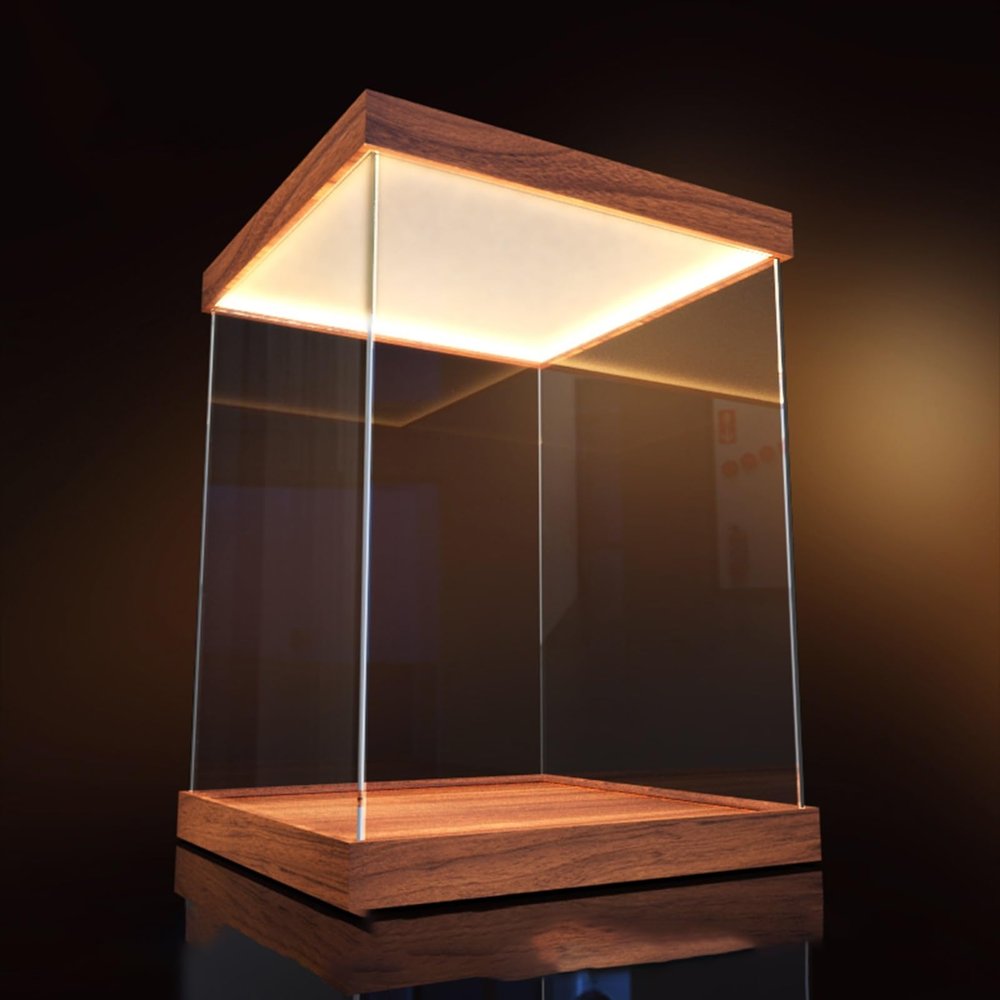 Xyrona Display Case Cube Showcase with Built-in Light, 8" 10" 12" 16" 20" 24" 28" Tall Acrylic Display Boxes, Self-Assembly High Transmittance Display Cabinet(L20xW25xH40cm/8x10x16)
