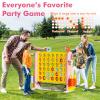 Giant 4 in a Row Connect Game with Mesh Fabric | Height Adjustable 4-in-1 Jumbo 4-to-Score Yard Game Set with Basketball, Golf & Ring Toss | Outdoor Indoor Family Party Game for Kids & Adults, Yellow view 2