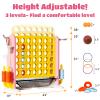 Giant 4 in a Row Connect Game with Mesh Fabric | Height Adjustable 4-in-1 Jumbo 4-to-Score Yard Game Set with Basketball, Golf & Ring Toss | Outdoor Indoor Family Party Game for Kids & Adults, Yellow view 4