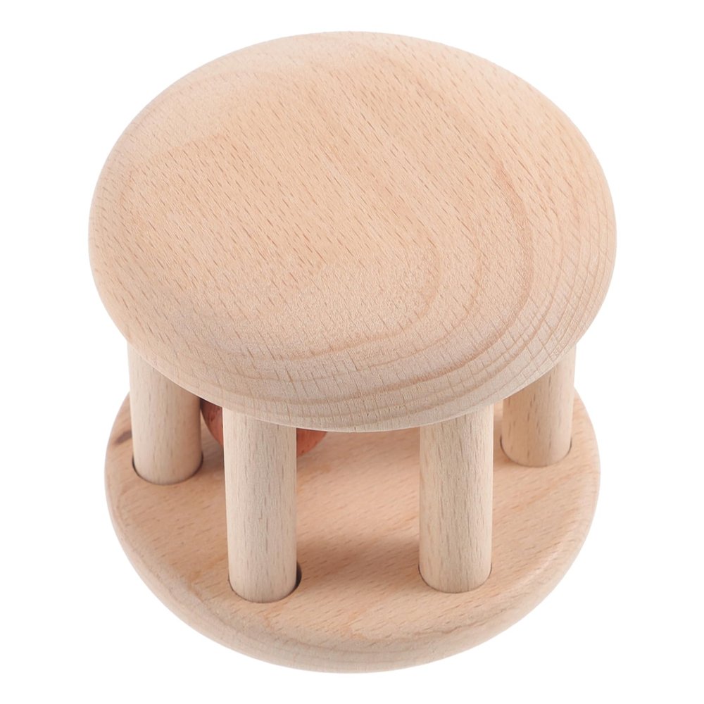 Kisangel 1Pc Wooden Rattle Roller Fine Motor Learning for Safe and Natural Wooden Design Style Present for Birthdays and Christmas