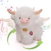 Crazy Dancing Singing Funny Highland Cow Stuffed Animals, Interactive Scottish Highlander cattle Musical Dancing Valentines Day Highland Cow Plush Toys That Can Sing Spanish English Songs (White) view 1