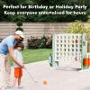 Giant 4 in a Row Connect Game with Mesh Fabric | Height Adjustable 4-in-1 Jumbo 4-to-Score Yard Game Set with Basketball, Golf & Ring Toss | Outdoor Indoor Family Party Game for Kids & Adults, Green view 3