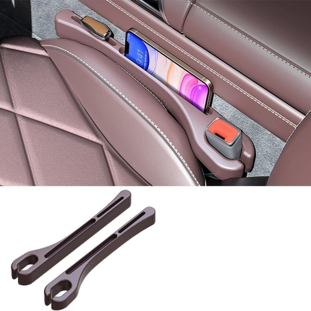 2PC car seat Anti-Slip Protector, Filling Cracks, Waterproof and Shockproof - Compatible with All Types of Vehicles Including Mobile Phones, Wallets and Cards (Brown)