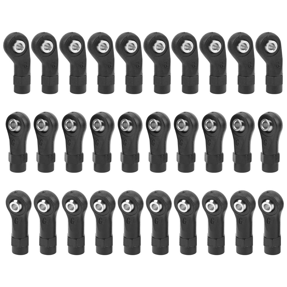 30Pcs Link Linkage Rod End Set, Link Rod Ends Link Rod Ends 1/10 Link Ends High Design Lightweight Easy Install, Excellent Replacement Part, Black Plastic Steel Material, 1/10 Link Ends, Link Rod