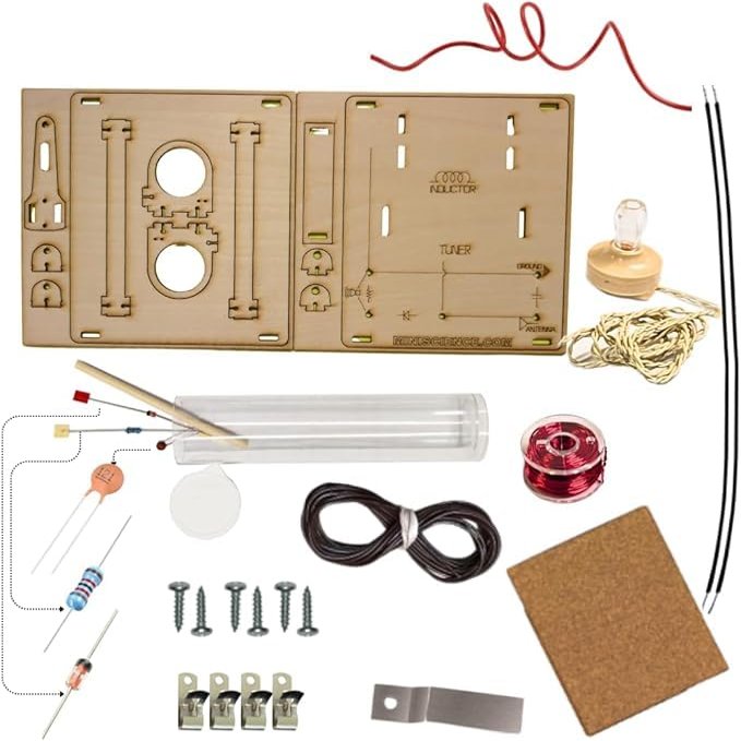 Crystal Radio Components Pack  Essential Parts + Base for Passive AM Receiver Circuits