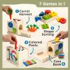 Nene Toys 7-in-1 Montessori Toy for 1 Year Old Baby Wooden Activity Cube with Carrot Harvest, Shape Sorter & Stacking, Coin Box, Ball Drop, Gears & Clock Gift for Toddler Boys & Girls 1 2 3 Years view 3
