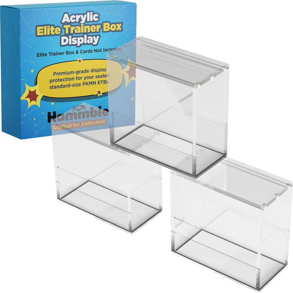 3 Pack Acrylic Elite Trainer Box Display Case by Hammble  Magnetic Lid, 8mm Thick Walls, UV Protection  Fits Standard English PKMN ETB Boxes  Hammble Crafted for Collectors