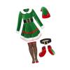 Elf Christmas Costume Cosplay Clothes Set for Halloween Party Stage Performance Green 150 cm view 2