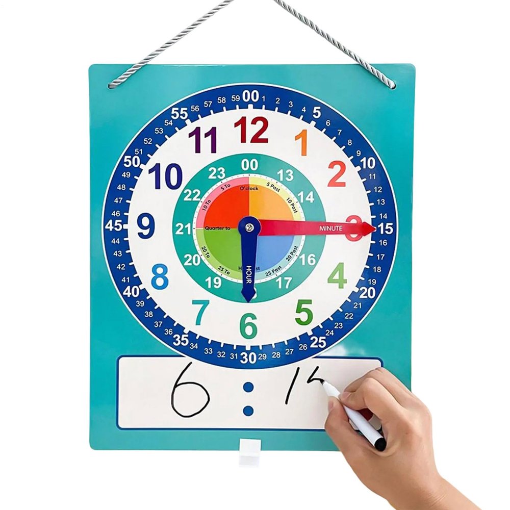 Learning Clock - Silent Telling the Time Teaching Clocks | Educational Wall Clock for Classroom Teach Times, Early Childhood Learn Time, Children Educational Teaching for Bedroom Classroom Living Room
