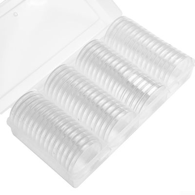 40mm Clear Round Coin Capsule Container Collection Box Set 60pcs Protective Holder Case for Commemorative Coin with Storage Box