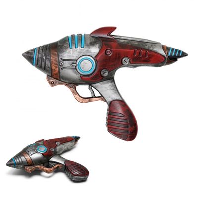 Hub's Alien Blaster Replica Foam Gun  Sci-Fi Retro Ray Gun Toy for Cosplay, Halloween, Display & Collectors  13" Multicolor Barrel with Red & Silver Grip  Post-Apocalyptic Style Prop
