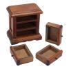 1:12 Scale Birch Wood Dollhouse Night Stand, Realistic Miniature Bedside Table with 3 Drawers, Handcrafted for Home Decor, Playability and Realism (Chestnut) view 4