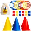 Covelico Ring Toss Game, Obstacle Course for Kids 3-5 & Birthday Party Games, Carnival Bean Bags for Tossing Gross Motor Toys for Toddlers 3-5, 12 Rings & 12 Bean Bags, 6 Cones for Kids, PE Equipment view 1
