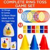 Covelico Ring Toss Game, Obstacle Course for Kids 3-5 & Birthday Party Games, Carnival Bean Bags for Tossing Gross Motor Toys for Toddlers 3-5, 12 Rings & 12 Bean Bags, 6 Cones for Kids, PE Equipment view 3