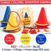 Covelico Ring Toss Game, Obstacle Course for Kids 3-5 & Birthday Party Games, Carnival Bean Bags for Tossing Gross Motor Toys for Toddlers 3-5, 12 Rings & 12 Bean Bags, 6 Cones for Kids, PE Equipment view 4