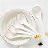 1 Piece Chinese Won Ton Soup Spoon with Golden Decorative Edges Asian Large Soup Spoons, White Rice Spoons view 4
