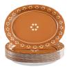 100Pcs Platos De Barro Mexicanos Oval Paper Plates 10" x 12" Large Disposable Heavy Duty Mexican Terracotta Clay Pottery Dessert Platters for Cielito Lindo Birthday Wedding Party Supplies Decorations view 1