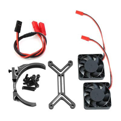 AM-5687 56113 Motor Heat Sink Dual Cooling Fan Heatsink 56-58Mm for 1/5 XMAXX XRT Arrma Kraton Upgrade Parts,Black