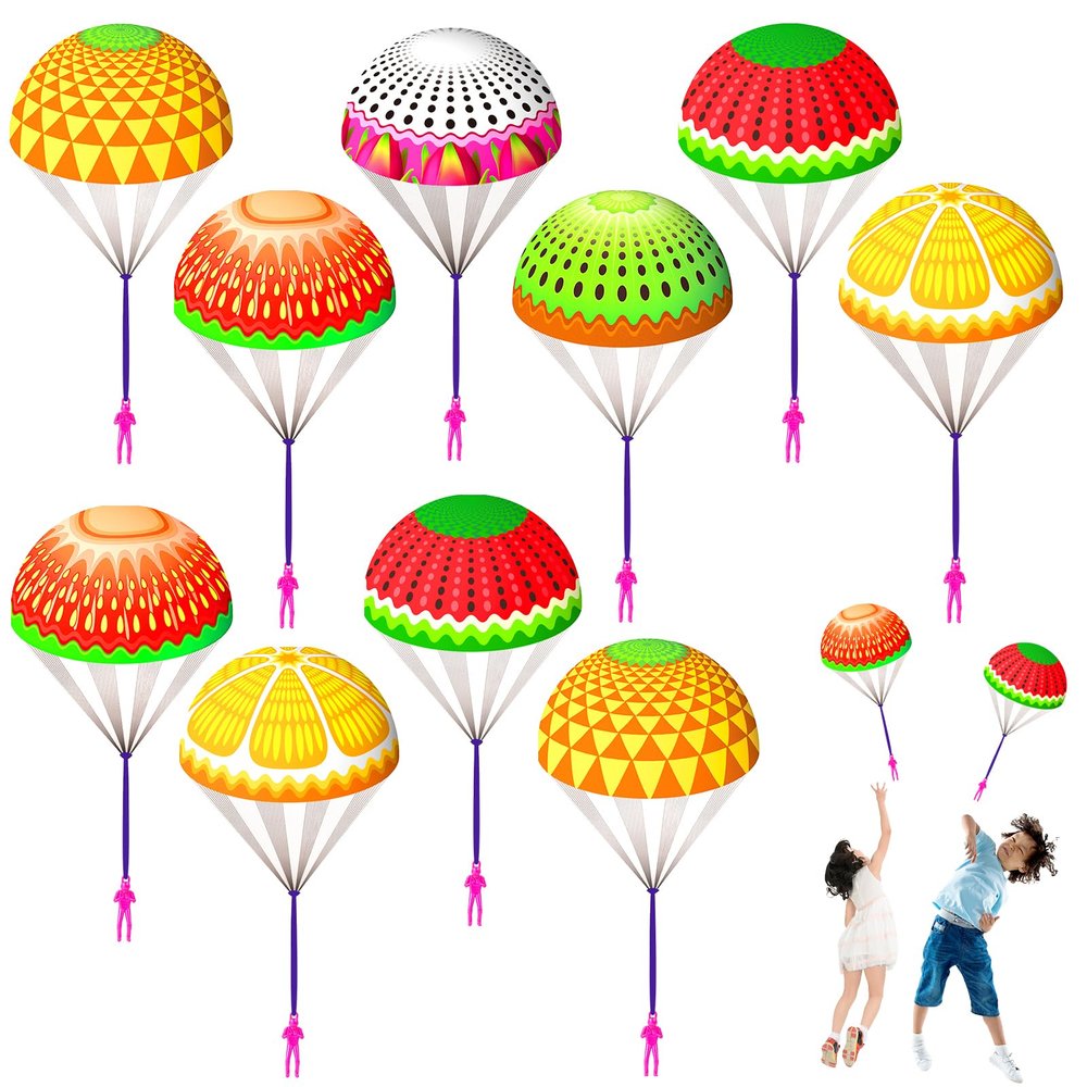 Ynybusi 10 Pcs Easter Parachute Toys for Kids, Cool Outdoor Flying Toys for 3 4 5 6 7 8 Year Old Boys Kids, Parachute Army Men Easter Basket Stuffers Fillers Gifts Party Favors