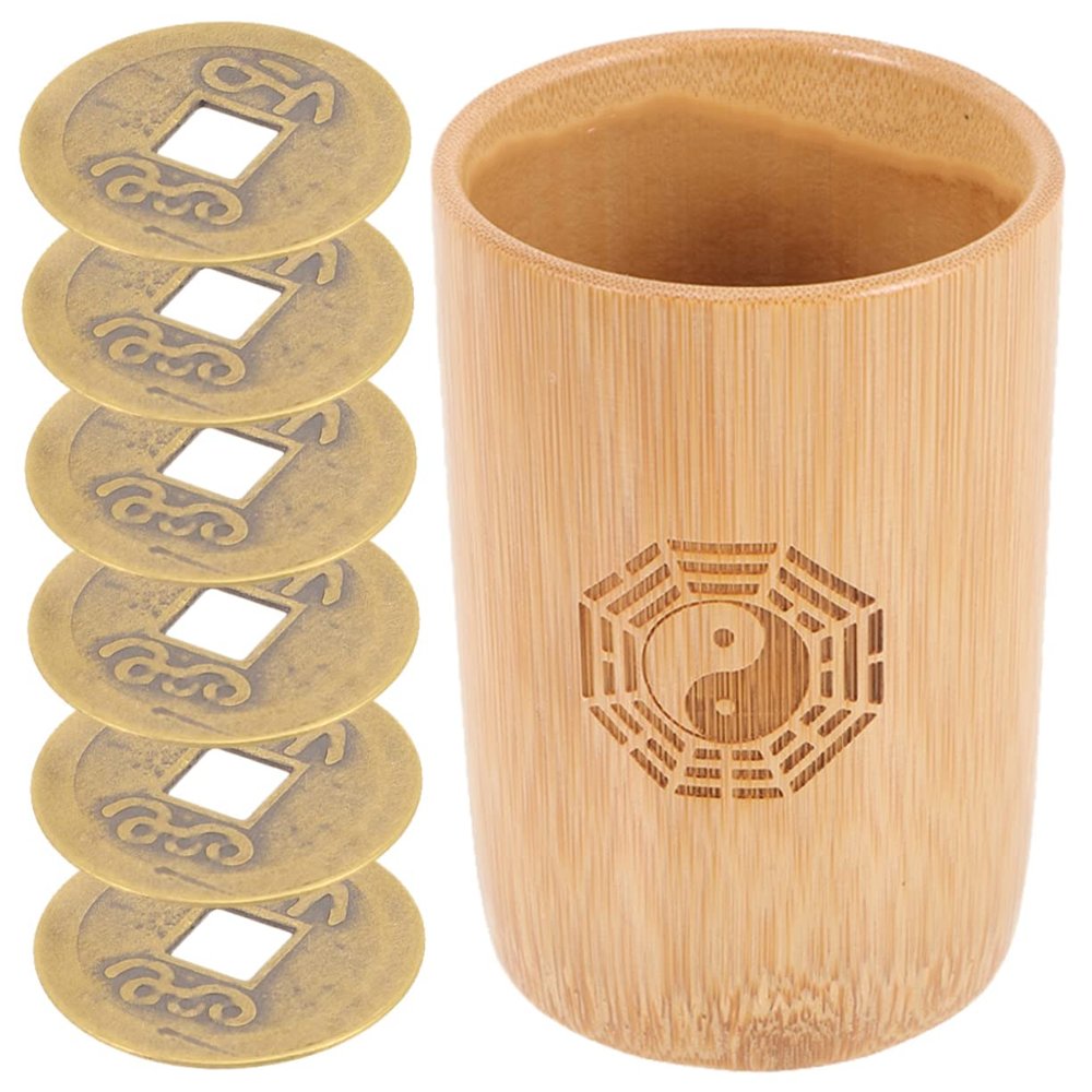 BESPORTBLE 1 Set Bucket with Copper Coins for Chinese Divination Game Fortune Telling Supplies for Family Gatherings and Special Occasions Professional Divination Props