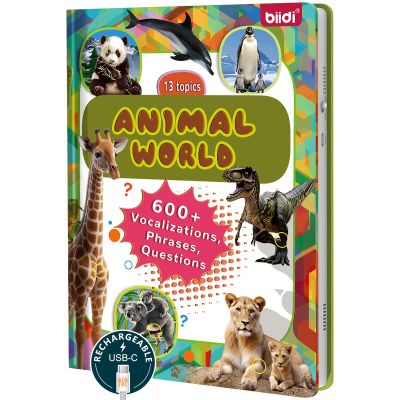 biidi English Talking Book,Interactive Sound Book,Educational Learning Book Birthday Gift,Autism Sensory,with 600+Sounds,171 Animal