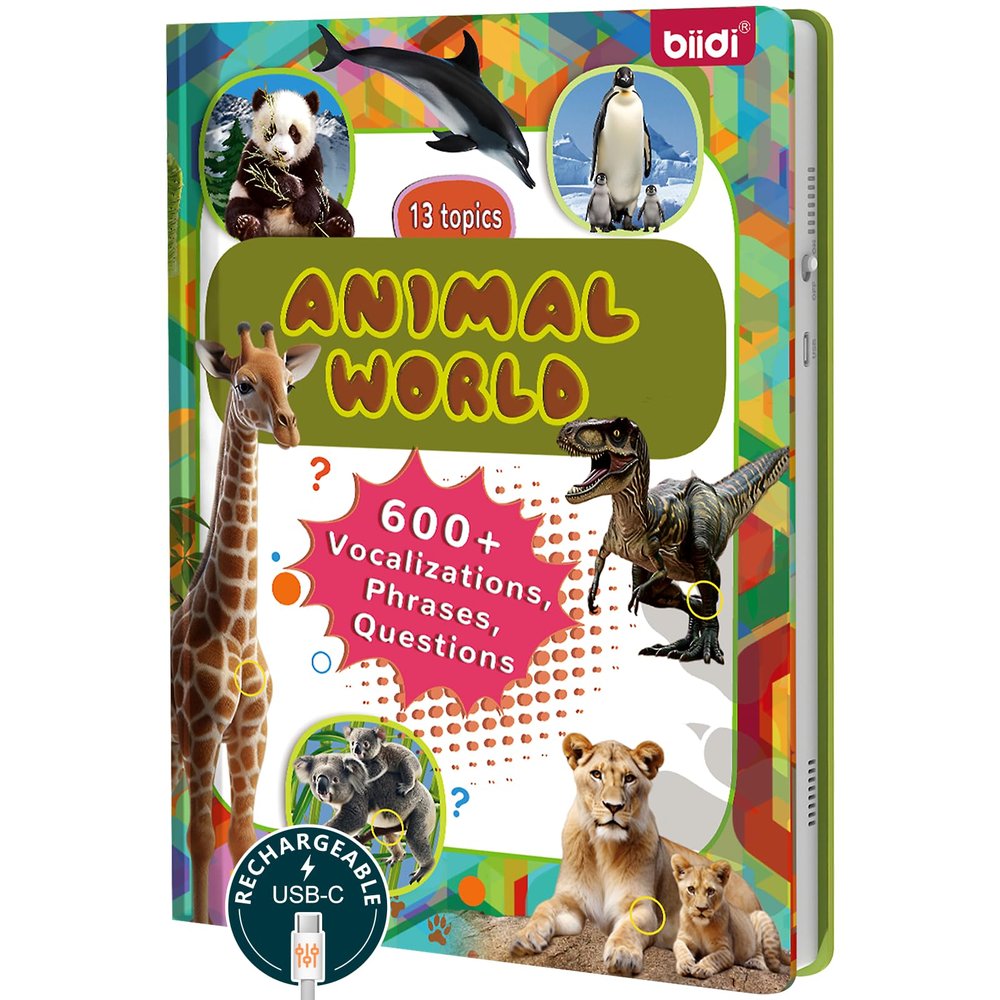 biidi English Talking Book,Interactive Sound Book,Educational Learning Book Birthday Gift,Autism Sensory,with 600+Sounds,171 Animal