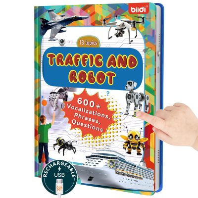biidi English Talking Book,Interactive Word Sound Book Toddler 3-5,Sensory Autism Toy,Educational Learning Travel Toys for Boys Girls Birthday Gift for 3 4 5 6 Year Old Kids,with 13 Topics,600+ Sounds