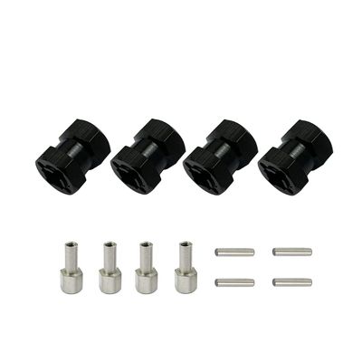 4pcs Aluminum RC Car 12mm Hex Wheel Hub Drive Adaptor 15/20/25mm Extension Combiner Coupler for 1/10 RC Crawler Axial SCX10 D90(15mm Black)