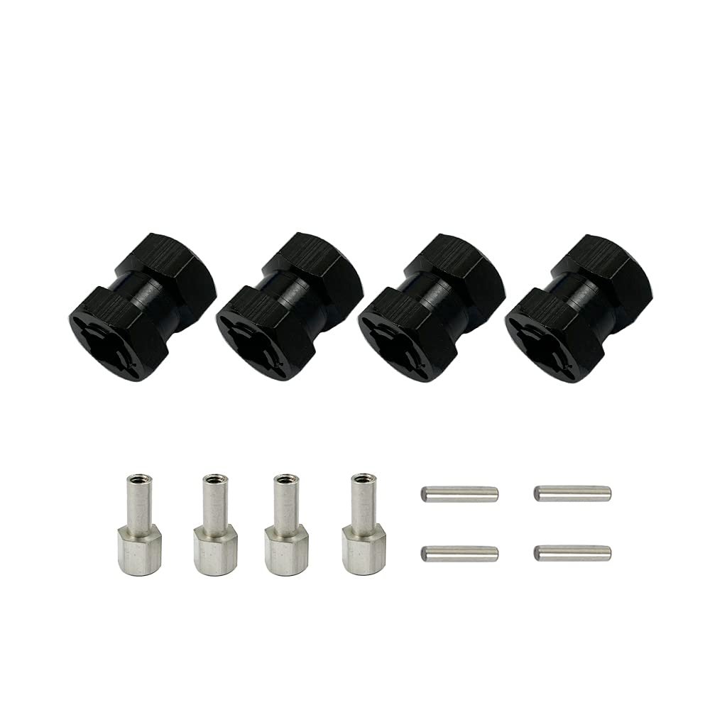 4pcs Aluminum RC Car 12mm Hex Wheel Hub Drive Adaptor 15/20/25mm Extension Combiner Coupler for 1/10 RC Crawler Axial SCX10 D90(15mm Black)