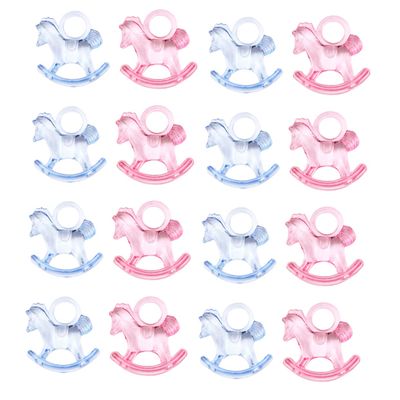 HONITANO Acrylic Rocking Horse Ornament for Baby Shower Party Decorations 48pcs Mini Rocking Horse Toy Desktop Adornment for Boys and Girls Room and Nursery
