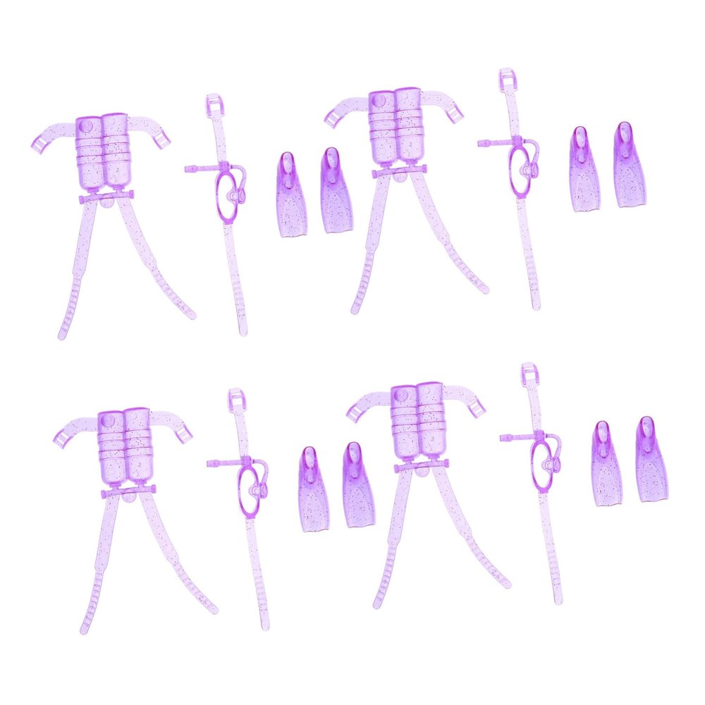 HONITANO 11-Inch Doll Diving Gear Set 4-Piece Plastic Snorkeling Equipment Oxygen Tank and Fins for 11-Inch Dolls for Water Play and Beach Adventures