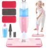 Dreamon Kids Spray Mop - Real Working Toddler Cleaning Set with Water Sprayer & 3 Washable Mop Pads & Scraper, Pretend Play Montessori Housekeeping Toys Gifts for Toddlers Kids Girls Boys(Pink) view 1