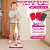 Dreamon Kids Spray Mop - Real Working Toddler Cleaning Set with Water Sprayer & 3 Washable Mop Pads & Scraper, Pretend Play Montessori Housekeeping Toys Gifts for Toddlers Kids Girls Boys(Pink) view 4
