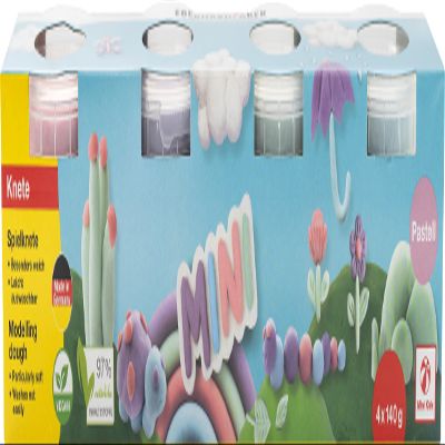 EBERHARD FABER 572505 - Modelling clay set, 4 boxes of 140 g each, children's play dough in pastel colours