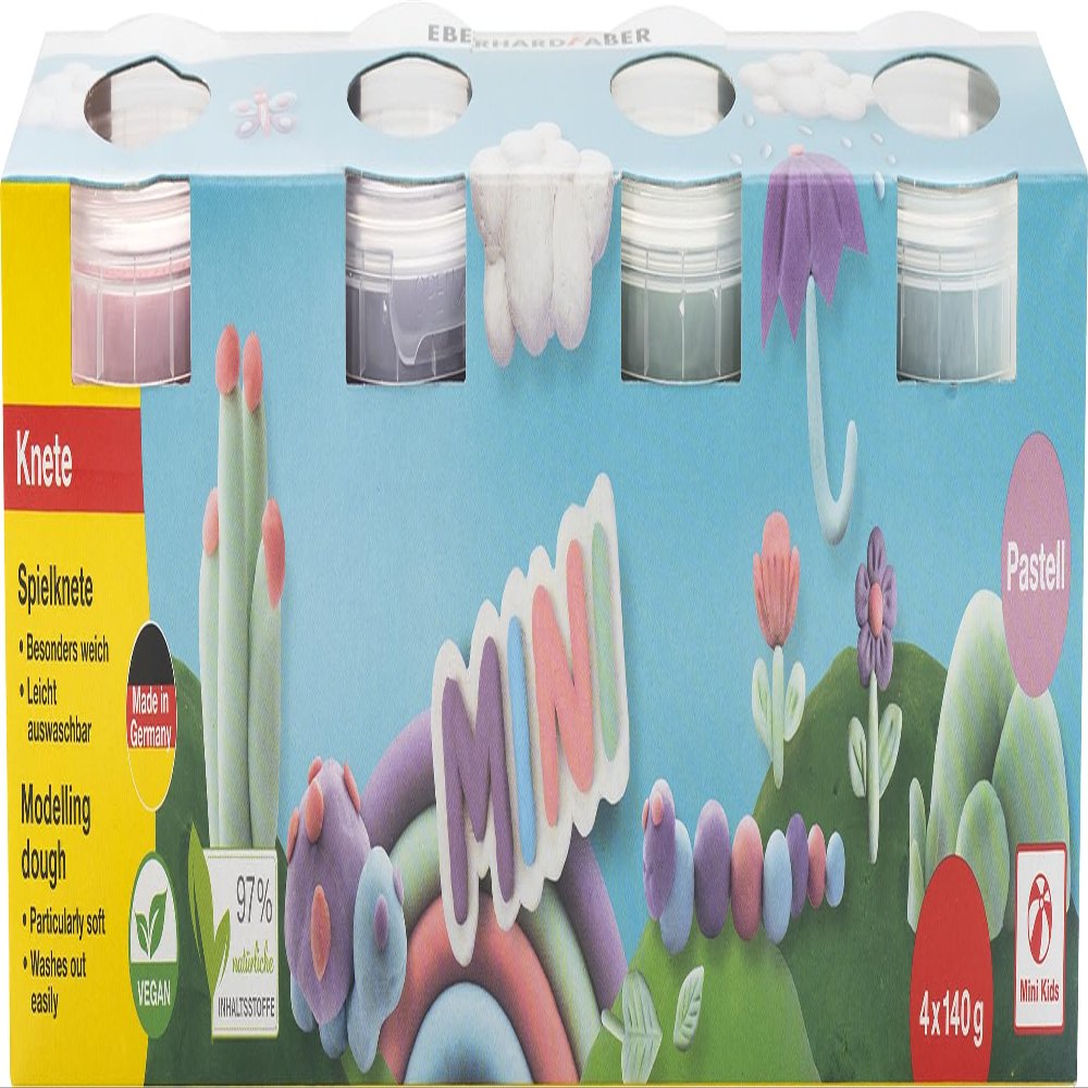 EBERHARD FABER 572505 - Modelling clay set, 4 boxes of 140 g each, children's play dough in pastel colours