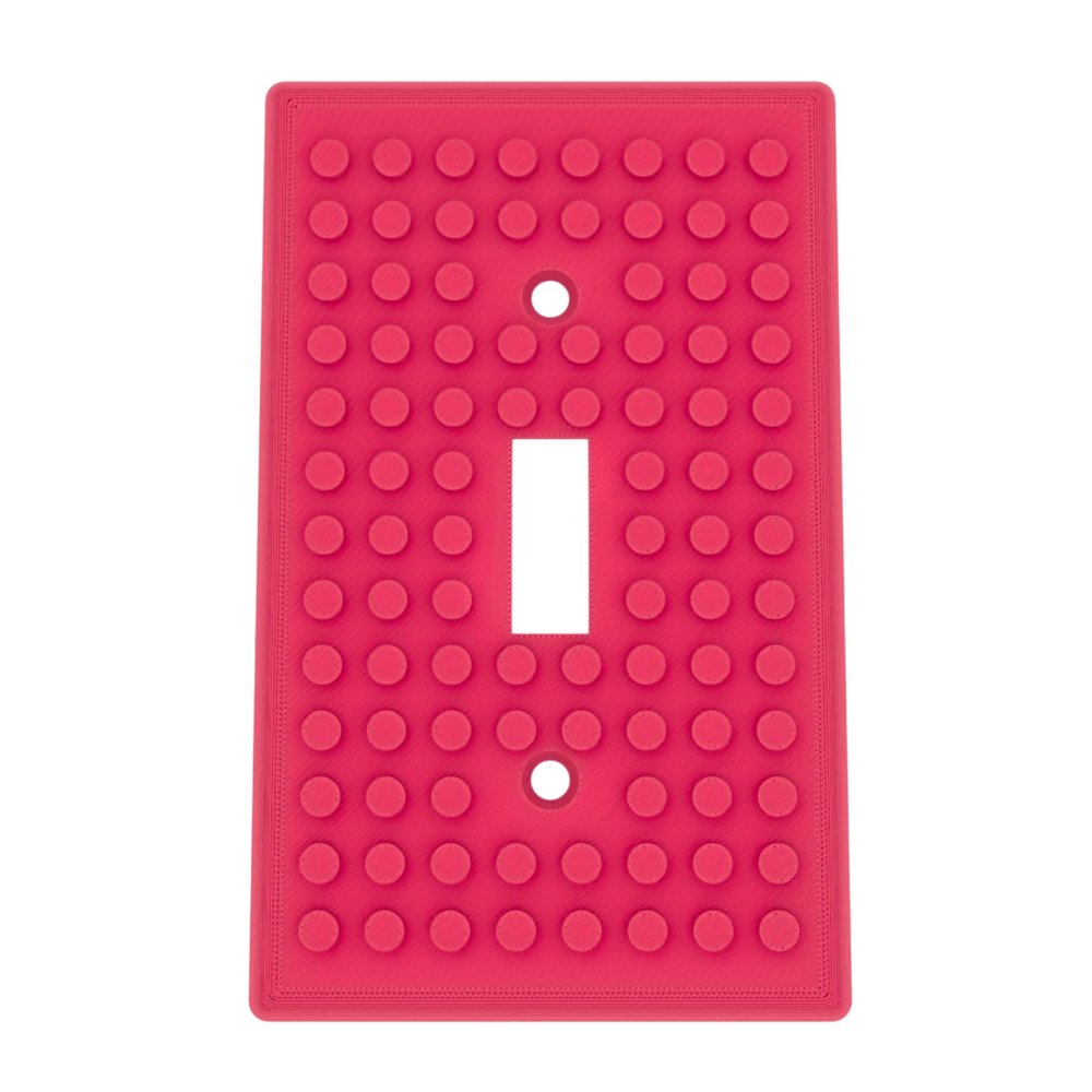 Building Brick Light Switch Cover Plate - Compatible with Standard Construction Blocks (Pink)