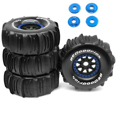 1/7 1/8 RC Off-Road Truck Sand Snow Tireset with Metal Spacer, 17mm HEX Fits TRX UDR 85086-4 ARRMA Mojave EXB Redcat YK4072 4073 YK DF7 TB7 RC car upgrade T095/OD:140mm (Blue F)