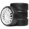 4PCS RC Off-Road Buggy 1:8 Tires and OD 103mm Arrow Pattern Hex 17mm Wheel Rims for 1:8 Scale RC On-Road Racing Car HPI WR8 HSP Hobao ARRMA Redcat Losi Kyosho VRX RC Rally Drift Car (B) view 1