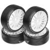4PCS RC Off-Road Buggy 1:8 Tires and OD 103mm Arrow Pattern Hex 17mm Wheel Rims for 1:8 Scale RC On-Road Racing Car HPI WR8 HSP Hobao ARRMA Redcat Losi Kyosho VRX RC Rally Drift Car (B) view 3