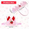 1 PCS Strawberry 1 Crown 1st Birthday Hat Girl Pink Strawberry Party Hats 1st Birthday Crown Girl Strawberrys One Headwear Sweet Pink Sequin First Hat for Baby Shower Party Decoration Photo Props view 2