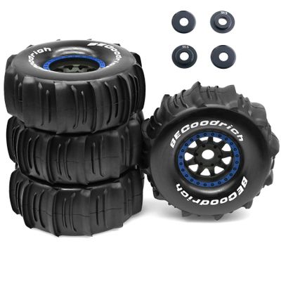 1/7 1/8 RC Off-Road Truck Sand Snow Tireset with Metal Spacer, 17mm HEX Fits TRX UDR 85086-4 ARRMA Mojave EXB Redcat YK4072 4073 YK DF7 TB7 RC car upgrade T095/OD:140mm (Blue D)