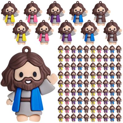 100 Pcs Little Jesus Figures - Mini Jesus Figures Toy to Hide and Seek Tiny Christ Savior Doll Religious Party Favors for Easter Church Sunday School Baptism Gift(Bright Colors)