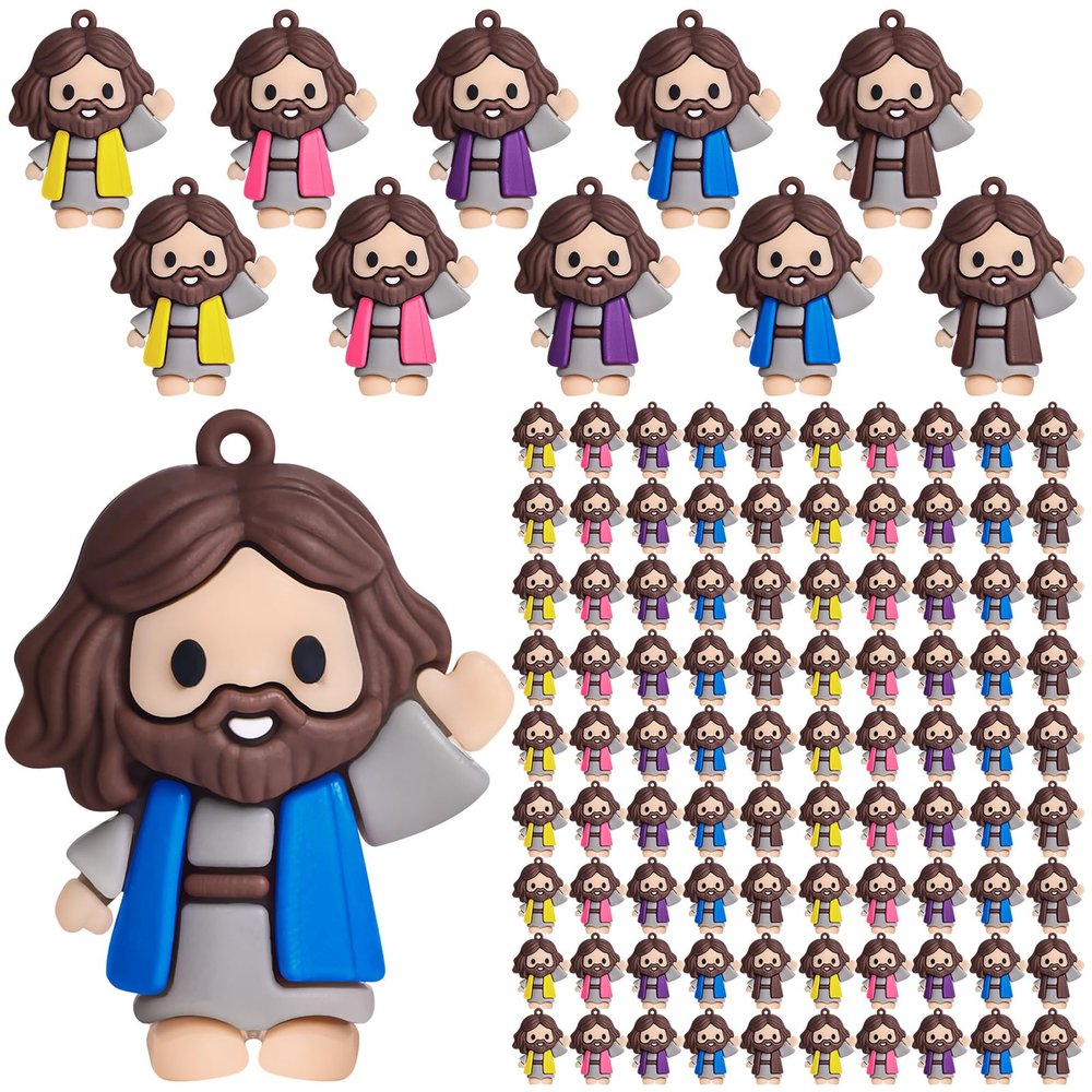 100 Pcs Little Jesus Figures - Mini Jesus Figures Toy to Hide and Seek Tiny Christ Savior Doll Religious Party Favors for Easter Church Sunday School Baptism Gift(Bright Colors)