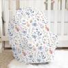 5-in-1 Unisex Pastel Flowers Floral Leaves Pattern Baby Carseat Stroller Cover for Boys Girls, Infant Toddler Privacy Nursing Breastfeeding Canopy, Grocery Shopping Cart Cover-24x28 view 3