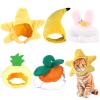 5 Pcs Cat Costume Hats, Cat Cosplay Costumes with Banana Pineapple Starfish Pumpkin Rabbit Hats Headwear, Ideal for Cats Small Pets Kitten Puppy Party Costume view 1